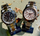 Seiko VK63 Chronograph Two Tone in Grey/Black or White Dials